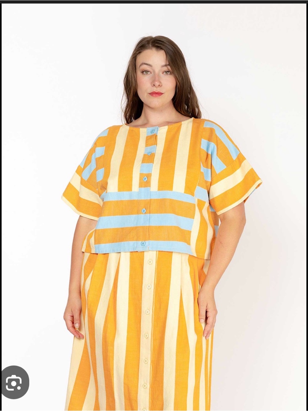 Ace & Jig Ansel Striped Short-Sleeve Button Front SZ SMALL NWT